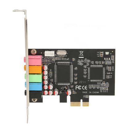 Picture of PCIE 5.1 Sound Card, Multi Channel Sound Chip Supports 6 Channel Surround Sound, 24Bit 48KHz PC Internal Sound Card, with PCI Express Port Suitable for Home Theater Large 3D Games Listening to Music