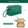 Picture of Abiudeng Makeup Bag,Double Layer Cosmetic Bag,Travel Makeup Bag,Leather Makeup Bag, Cosmetic Travel Bags,Portable Leather Toiletry Bag,Roomy Cosmetic Bag for Women and Girls.Green