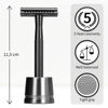 Picture of Bambaw Double Edge Safety Razor, Single Blade Razor for Men with Razor Stand, Men's Safety Shaving Razors - Black