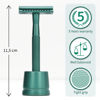 Picture of Bambaw Double Edge Close Comb Safety Razor with Stand, Shaving Razor for Men, Reusable Eco Freindly DE Metal Razor - Sea Green