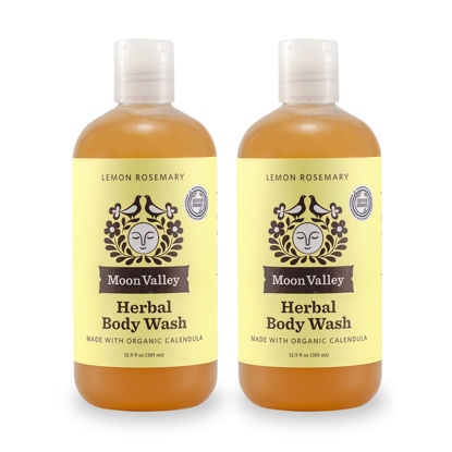 Picture of Herbal Body Wash, Lemon Rosemary by Moon Valley, All Natural Ingredients, No Parabens, Vegan, Moisturizing Essential Oils, Two Pack