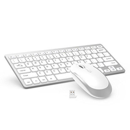 Picture of Wireless Keyboard Mouse, Jelly Comb 2.4GHz Ultra Thin Compact Portable Small Wireless Keyboard and Mouse Combo Set for PC, Desktop, Computer, Notebook, Laptop, Windows XP/Vista / 7/8 / 10 (Silver)