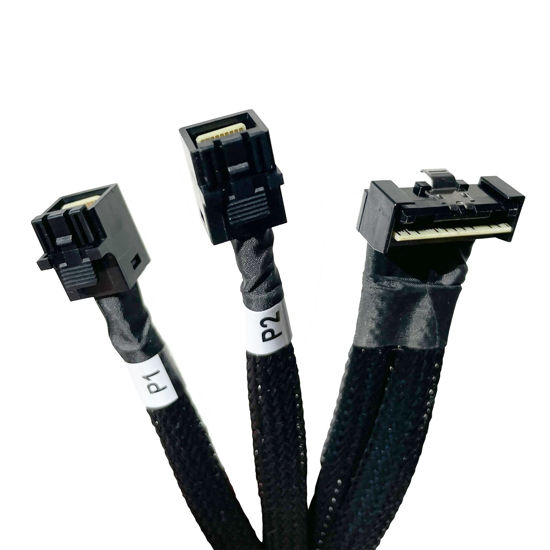 Picture of DiliVing SlimSAS LP 8X to 2*MiniSAS HD 4X,SFF-8654 LP 74pin to 2*SFF-8643 36pin Cable 80cm(Suitable for DELL Server H750/755)