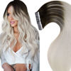 Picture of Ombre Blonde Tape in Hair Extensions Dark Brown Fading to Ice Blonde Human Hair Tape in Remy Hair Extensions Natural Platinum Blonde Human Hair 12in 30g 20pcs