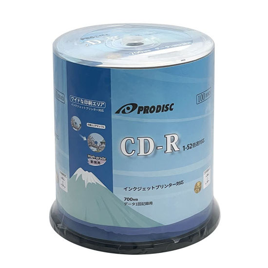 Picture of Prodisc CD-R 700MB 52X White Inkjet Hub Printable Recordable Media Disc - 100 Discs (Japanese Limited Edition)