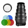 Picture of Soonpho Conical Snoot Kit for Speedlite Flash Accessories,Aluminium Alloy Snoot with Honeycomb Grid & 5pcs Color Gel Filters