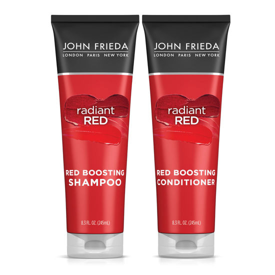 Picture of John Frieda Red Enhancing Shampoo & Conditioner Bundle, Radiant Red Shampoo & Conditioner for Red Hair, Helps Enhance Red Hair Shades, with Pomegranate and Vitamin E