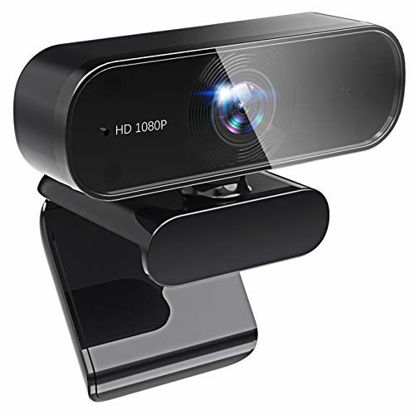 Picture of Webcam with Microphone Webcam 1080P, USB Computer Web Camera with Auto Light Correction, Wide-Angle Streaming PC Webcams, Compatible with Skype/Zoom/Google Hangouts/Facetime/Windows (Black) (Black)