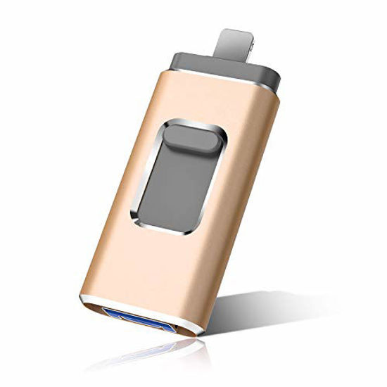 Picture of Phone Flash Drive for Photo Stick 1TB Memory Stick USB 3.0 Flash Drive Thumb Drive for Phone and Computers (1TB, Gold) (1TB, Gold)