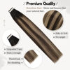 Picture of Moresoo Tape in Balayage Hair Extensions Human Hair 12 Inch Invisible Tape in Hair Extensions 20pcs Tape in Remy Human Hair Extensions #1B/4/14 Black to Dark Brown with Blonde Tape in Extensions 30g