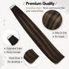 Picture of Moresoo Tape in Hair Extensions Real Human Hair 12 Inch Remy Tape in Extensions 20pcs Adhesive Tape in Human Hair Extensions #2/6/2 Darkest Brown and Brown Highlighted Glue on Hair 30g