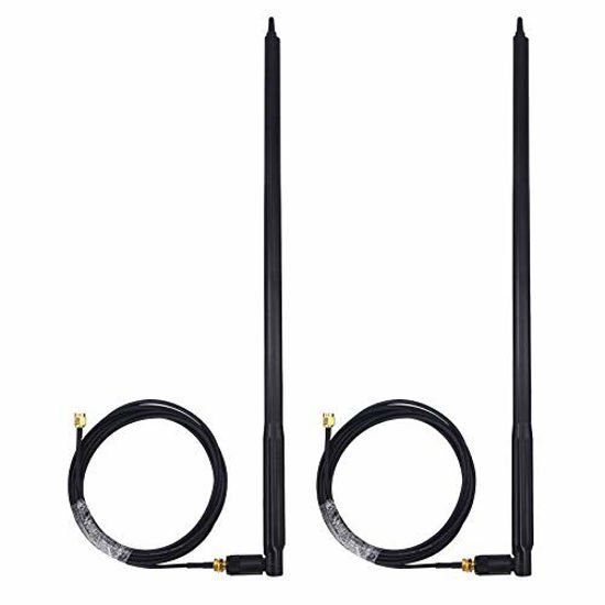 Picture of Kaunosta High Gain 22dbi WiFi Router Universal Omni-Directional Antenna 2pcs & 10ft RP-SMA Male to Female Extension Cable 2pcs for Wireless Network Router, PCI/PCIe Card, USB Adapter, IP Camera