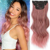 Picture of Vigorous Hair Extensions Ombre Pink Color 20 Inch Pink Clip in Hair Extension for Women