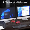 Picture of USB3.0 Switch Selector 4-Port USB Switch 2 PCs Sharing 4 USB peripherals KM Switch Hub for PC Laptop Mouse Keyboard Printer Scanner Headset etc with 2 USB3.0 Cables and 1 Desktop Controller