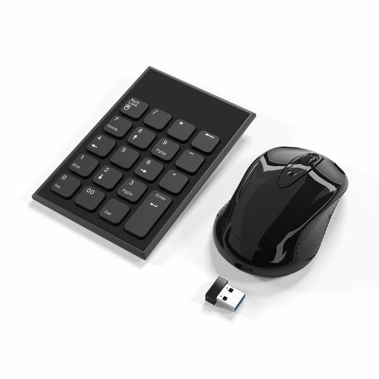 Picture of Yeemie Pro Wireless Number Pad and Mouse Combo, 2.4G Portable Ultra Slim USB Numeric Keypad and Mouse for Laptop, Notebook, Desktop, PC Computer- Just One USB Receiver