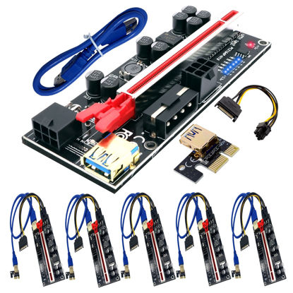 Picture of BTBcoin 6 Pack PCI-E Riser 010S GPU Riser Adapter Card PCI-Express 1X to 16X Riser Card with 8 Solid Capacitors for Bitcoin Ethereum Mining