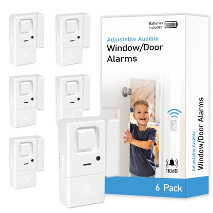 Picture of Door Window Alarm - 6 Pack - Adjustable Volume Door Alarm Sensor Wireless Door Alarm for Kids Safety, Door Open Chime Burglar Alert Window Alarm for Home Security, Kids Safety, Apartment, by Rosmila