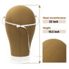 Picture of 22 Inch Canvas Block Head Wig Mannequin Head Display Styling Poly Canvas Wig Head with Stand for Making Wigs