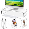 Picture of Acrylic Monitor Stand - 4Pcs Monitor Stand for Desk, Acrylic Monitor Stand Riser with A Phone Stand, A Photo Frame and A Pen Holder as Gift, Totally Four Pieces Desk Accessories