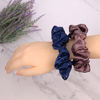 Picture of Celestial Silk Mulberry Silk Scrunchies for Hair (Large, Crystal: Plum & Navy)