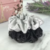 Picture of Celestial Silk Crystal Scrunchies Mulberry Silk Scrunchies for Hair (Large, Crystal: Black & Silver)