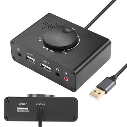 Picture of CERRXIANR External Sound Card with Volume Control, USB3.0 Audio Adapter with 3.5mm Interface & USB Interface for PC Laptop Desktop, Mac, Keyboard, Headphones, Amplifier, Microphone