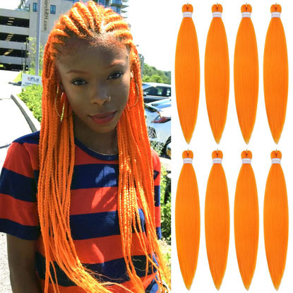 Picture of Orange Braiding Hair 30 Inch 8 Packs Natural Professional Synthetic Crochet Braids Hair Extensions (30 Inch (Pack of 8), Orange)