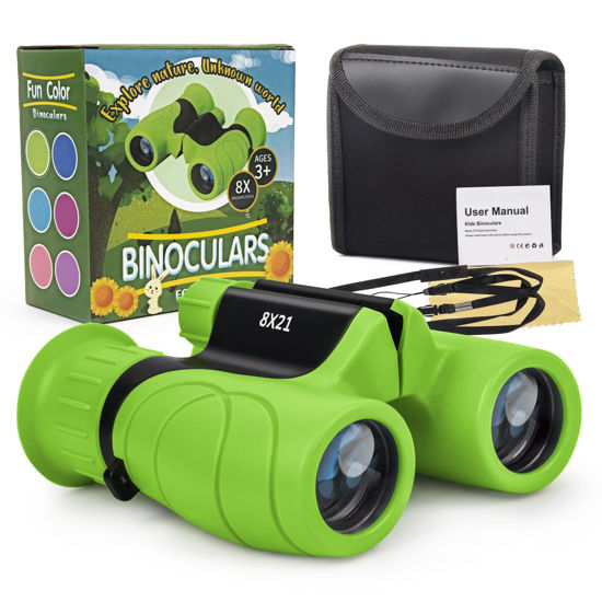 Picture of Binoculars for Kids, Gifts for 3-12 Year Boys Girls, Compact Kids Binoculars 8x21 High-Resolution for Bird Watching, Camping, Exploration, Hiking, Hunting, Sports Events and Safari Park (Green)