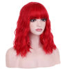 Picture of BERON 14 Inches Bright Red Wig Short Curly Wig Women Girl's Synthetic Wig Red Wig with Bangs Wig Cap Included