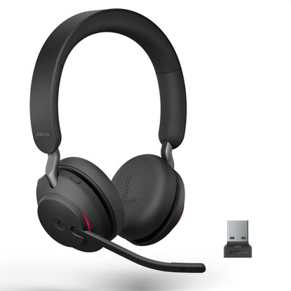 Picture of Jabra Evolve2 65 Wireless Headset USB Stereo MS, Bluetooth Dongle, Compatible with Zoom, Webex, Skype, Smartphones, Tablets, PC/MAC, 26599-999-999 (Black), Global Teck Gold Support Plan Included