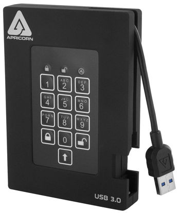 Picture of Apricorn 2TB Aegis Padlock Fortress FIPS 140-2 Level 2 Validated 256-Bit Encrypted USB 3.0 Hard Drive with PIN Access (A25-3PL256-2000F)