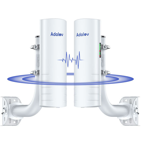 Picture of 5KM Wireless Bridge with 2 x 1Gbs Ports and Bracket Mounts for Network Extend, AdaLov CPE361 Point to Point Wireless Bridges Outdoor with 14DBi high gain Antenna,5.8G WiFi Bridge CPE (2 Pack)