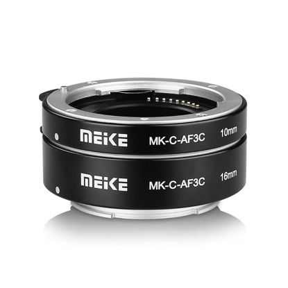 Picture of MEIKE MK-C-AF3C-Black Auto Focus Macro Metal Extension Tube for Canon EOS -M Bayonet Mirrorless Camera(10MM+16MM Free Combination) EOS-M EOS-M2 EOS-M3 etc