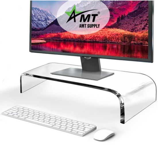 Picture of AMT Acrylic Computer Monitor Stand, 4" Height with 100% Pure Acrylic Clear Material, Elevate Your Workspace: Experience the Perfect Balance of Style and Support with Our Monitor Stand