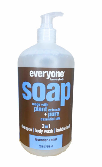 Picture of Everyone 3-in-1 Soap - Body Wash, Shampoo, Bubble Bath - Lavender + Mint - 32 Ounces - 1 Bottle