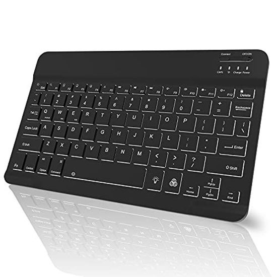 Picture of Slim Bluetooth Keyboard, 7-Colors Backlit, with Built-in Rechargeable Battery for iPad 10.2-inch/iPad Air/iPad 9.7-inch/iPad Pro/iPad Mini, and Other iOS, Android, Windows Devices