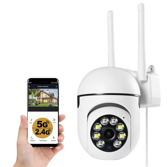 Picture of KOWVOWZ Security Cameras,2.4GHz & 5G WiFi Cameras Home Security,1080P Dome Surveillance Cameras 360° View,Waterproof Security Camera with Motion Detection,2-Way Audio (1PC) 178x102x69mm/7x4x2.7inch