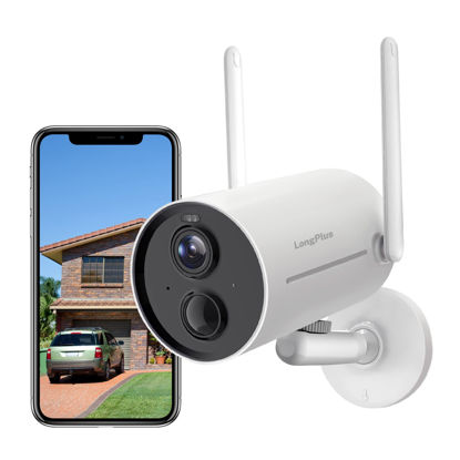 Picture of LongPlus Security Camera Wireless Outdoor,Battery Powered Cameras for Home Security,Wireless WiFi Camera with AI Detection, Color Night Vision,Spotlight and Siren Alarm,2 Way Audio(Only2.4Ghz)