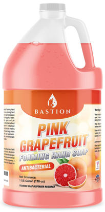 Picture of Bastion Pink Grapefruit Foaming Antibacterial Hand Soap Refill 1 Gallon (128 oz) Refreshing Pink Grapefruit Scent Bulk Hand Soap-Made In The USA.