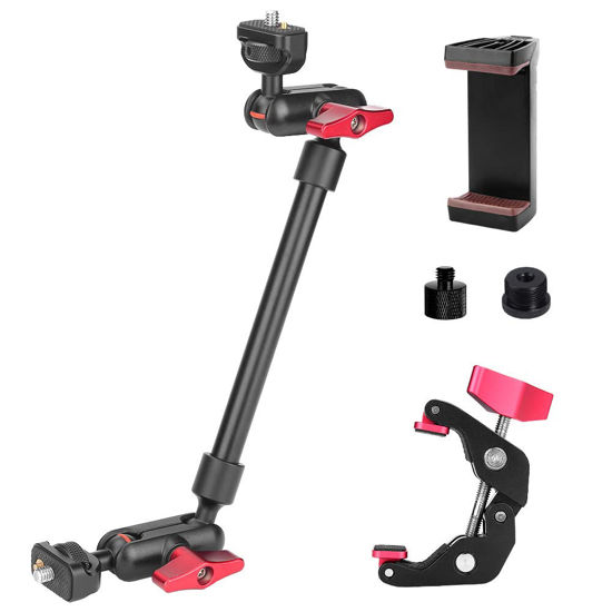 Picture of YAYOYA Articulating Magic Arm Camera Mount with Super Clamp, Upgraded Camera Mount Clamp Articulating Arm 13'', Camera Mount Extension Arm for Camera, LCD Monitor, Video Light, Max Load 1.1lb/0.5kg