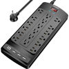 Picture of 18 Outlets Surge Protector Power Strip - 8 Feet Flat Plug Heavy Duty Extension Cord with 18 Widely Outlets and 4 USB Ports, 2100 Joules, Black, ETL Listed