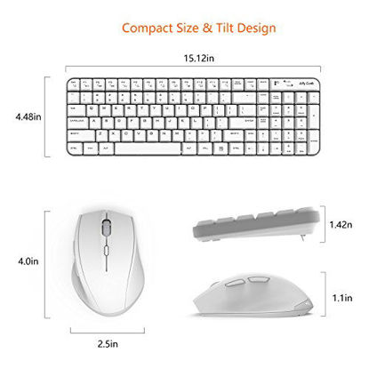 Picture of Wireless Keyboard and Mouse - Jelly Comb K025 Compact 2.4Ghz Wireless Keyboard Mouse - Keyboard and Mouse Combo- Compatible with PC Laptop Windows 7/8/10-Updated (White and Gray)