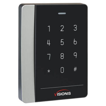 Picture of Visionis VIS-3018 Access Control Black with Clear Border Card Reader and Keypad Only Compatible with Wiegand 26 and 34 Bit RS485 EM Card Compatible Only