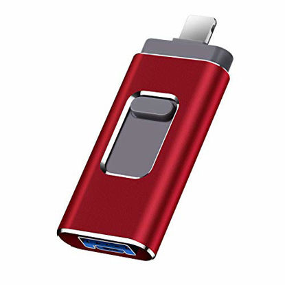 Picture of Flash Drive for iPhone 1TB, iPhone Thumb Drive, iPhone Photo Stick External Storage for iPhone/PC/iPad/Android and More Devices with USB Port?red1TB