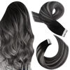 Picture of Moresoo Tape in Extensions Real Hair Extensions 12 Inch Balayage Tape in Hair Extensions 20pcs #1B Off Black Fading to Silver Mixed with Black Seamless Skin Weft Human Hair Tape ins 30g