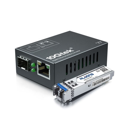 Picture of Gigabit Ethernet Media Converter, Small Size, MultiMode Dual LC Fiber to Ethernet RJ45 Converter for 10/100/1000Base-Tx to 1000Base-LX(with a 1000Base-LX Transceiver, LC Fiber Slot, SMF, 1310nm, 20km)