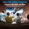 Picture of YMOO 8K HDMI Splitter 2 in 1 Out, HDMI Switch 4k@120Hz, 5+5M Extender Cable 28AGW for 8K@60Hz, 48Gbps HDMI 2.1 Chip, Metal for PS4/PS5/Xbox/Roku/TV/Fire Stick/Gaming Monitor