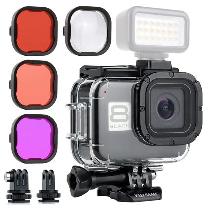 Picture of YALLSAME Waterproof Case Housing with Dive Filters for GoPro Hero 8 Black Action Camera 60 Metres Underwater Protective Diving Accessories Kit for GoPro 8 Black