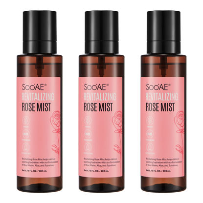 Picture of Soo'AE Revitalizing Rose Mist, Hydrating face Mist Spray with Rose Water Alcohol Free Net 6.76 fl. Oz. / 200 ml, 3 Count