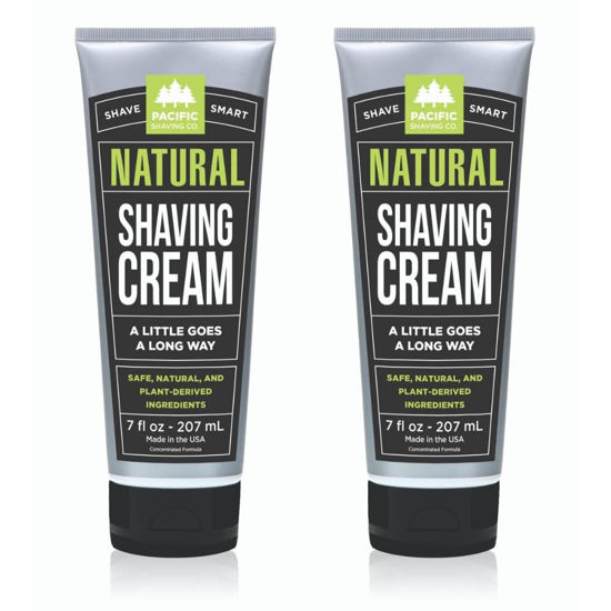 Picture of Pacific Shaving Company Natural Shaving Cream - Shea Butter + Vitamin E Shave Cream for Hydrated Sensitive Skin - Clean Formula for a Smooth, Anti-Redness + Irritation-Free Shave Cream (7 Oz, 2 Pack)